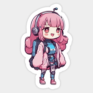 Cute bubblegum robot girl Sticker